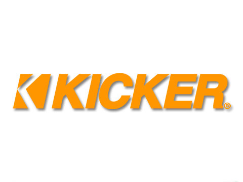 2x Kicker  Decal Stickers 6.0" x 1.0" Metallic gold chrome logo die cut 